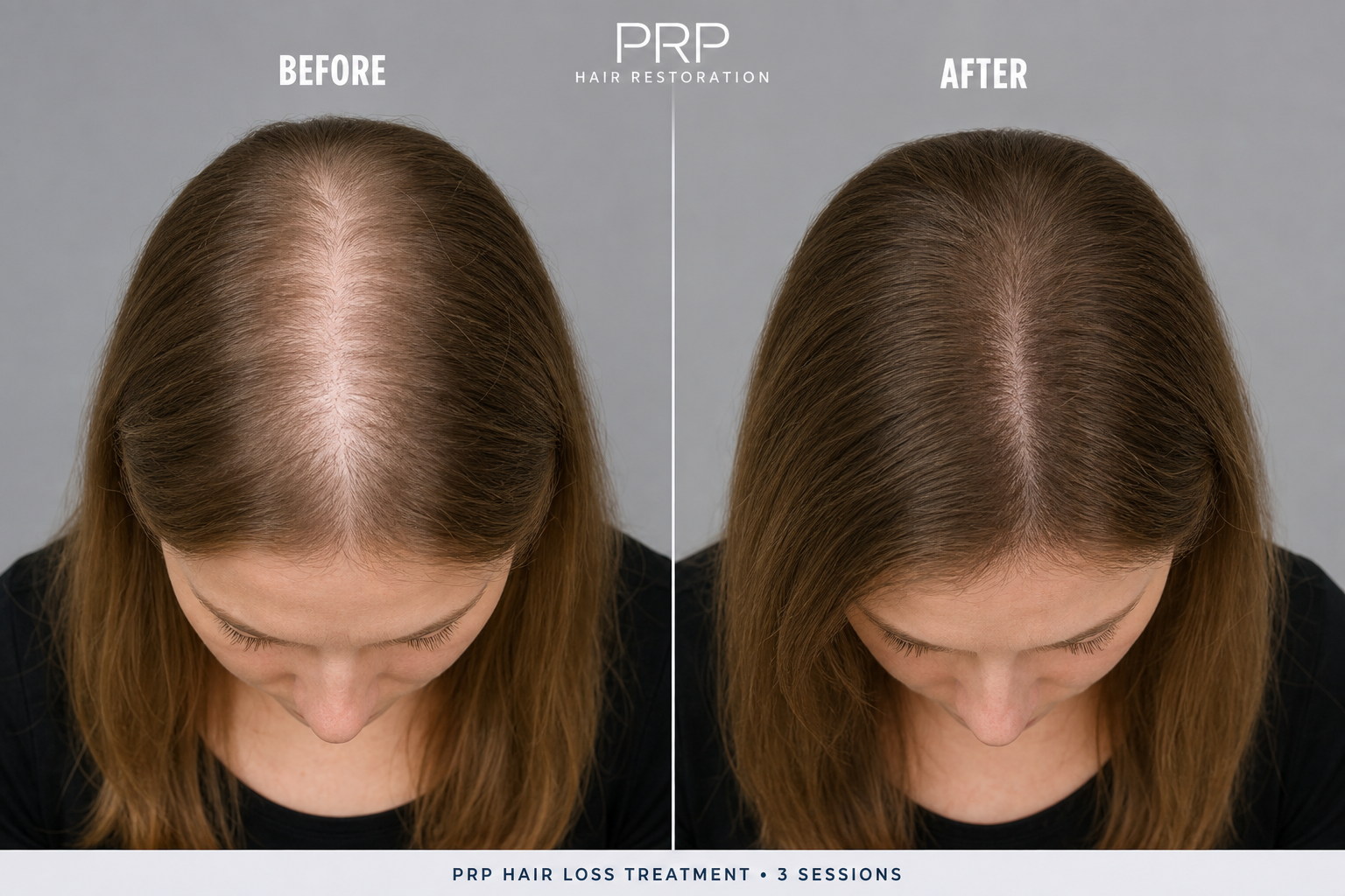 PRP for Hair Loss — Female Hair Thinning before and after